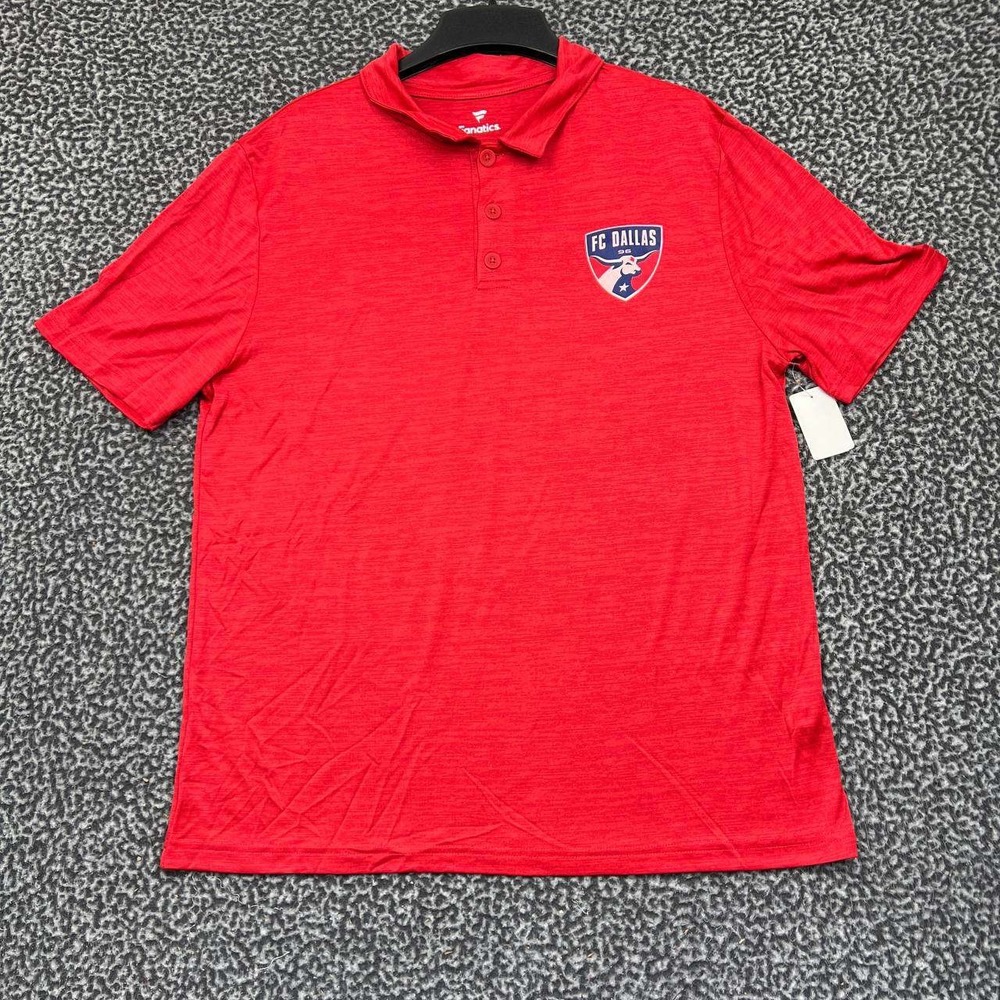 FC Dallas Polo Shirt Men Large Red Fanatics Short Sleeve Collared New L